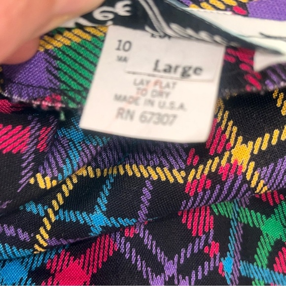 Vintage ‘90s Lee Winter Plaid Patchwork Knee Length Skirt L - Picture 4 of 6